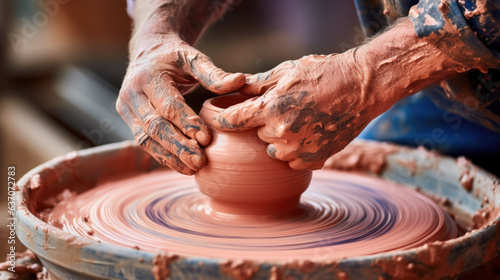 close up of hands making a pot