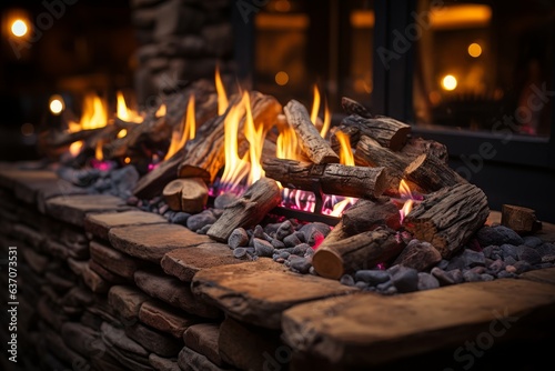 warm fireplace on a cold autumn morning