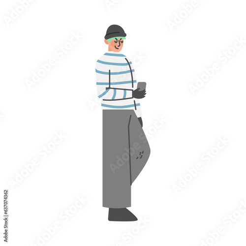 Liar and Internet Fraud with Man Thief Steal Money Vector Illustration