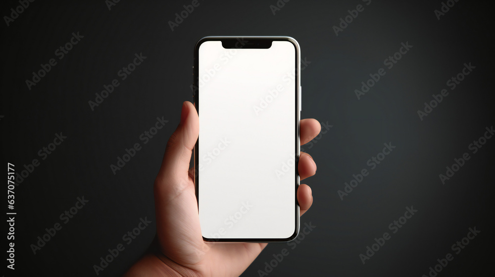 smartphone mockup banner with a black background. Generative AI. smartphone mockup banner with a black background. Generative AI.