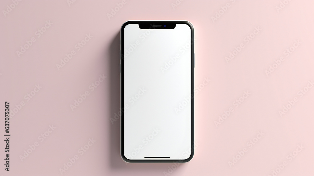 smartphone mockup banner with a pink background. Generative AI. smartphone mockup banner with a pink background. Generative AI.