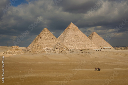 Giza Pyramids on a rare cloudy day - Cairo  Egypt 