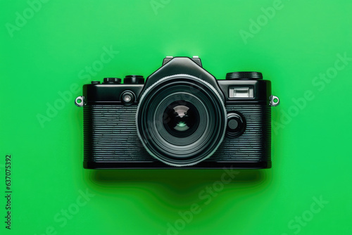 Elegant Top-View Camera in Contrast with Lush Green Background