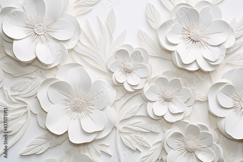 white texture background with flowers. Generative AI
