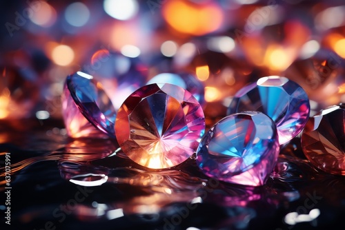 polished diamonds sparkling against an out-of-focus background