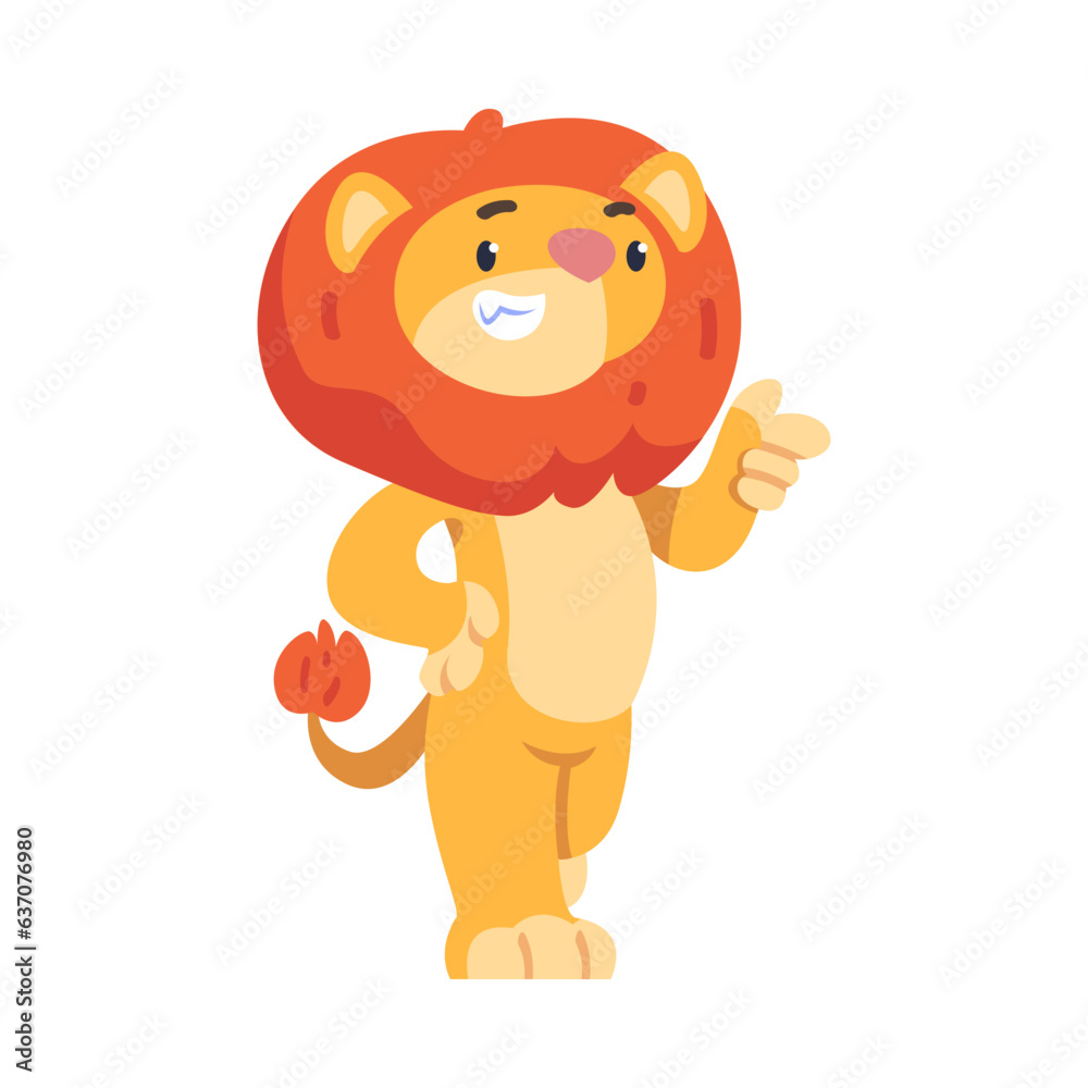 Fototapeta premium Cute Lion Character with Mane Walking Vector Illustration