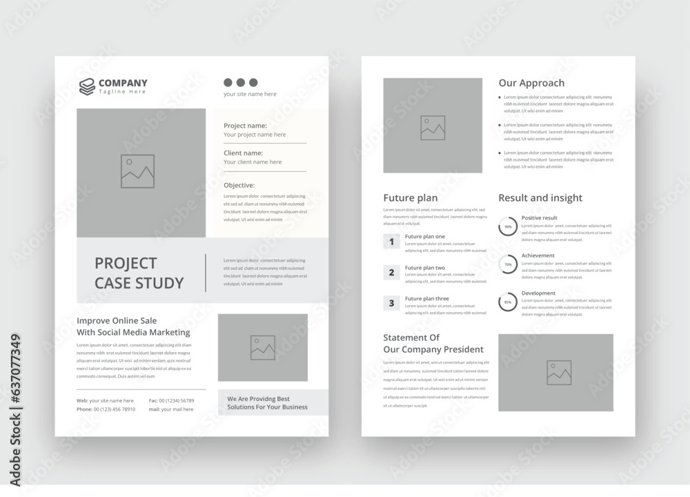 Case study template, Corporate Case Study template Design, Double side flyer template, a4 template