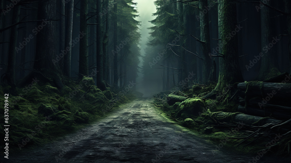 Dirt Road in the Forest.Generative Ai