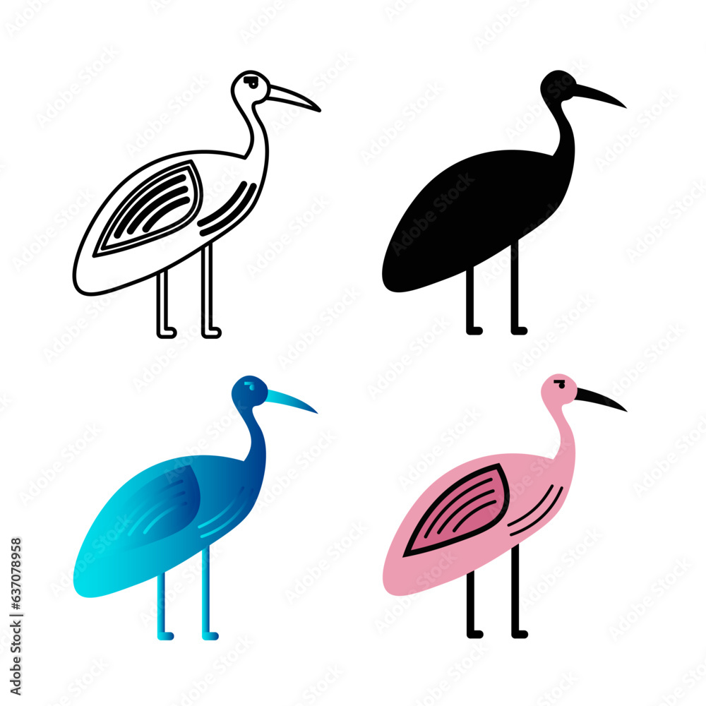 Obraz premium Abstract Flat Crane Bird Animal Silhouette Illustration