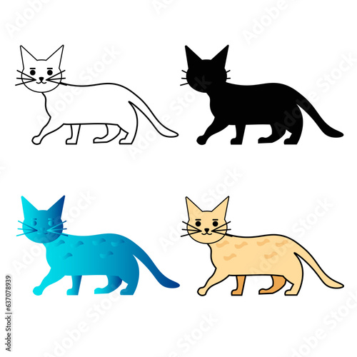 Abstract Flat Cat Animal Silhouette Illustration