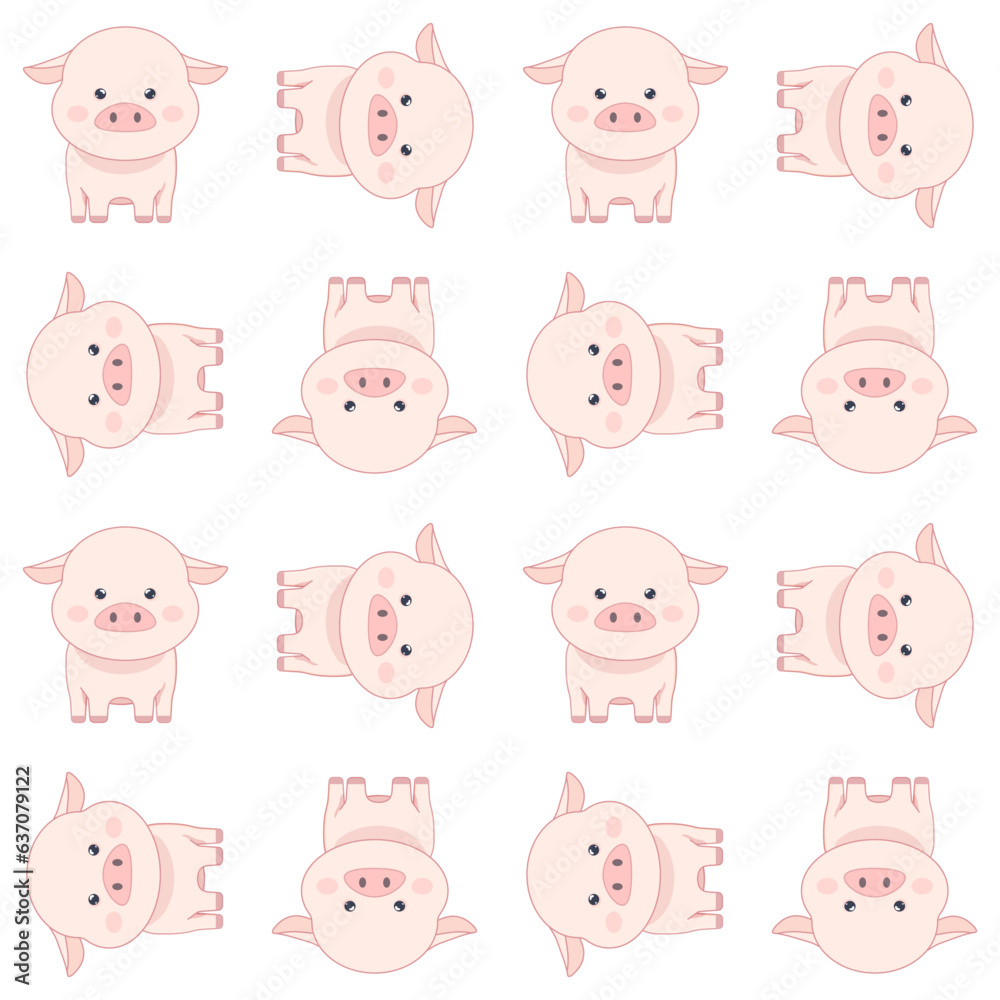 Pattern seamless animals cute farm animals cow, sheep, chicken, pig Pattern seamless animals cute farm animals cow, sheep, chicken, pig
