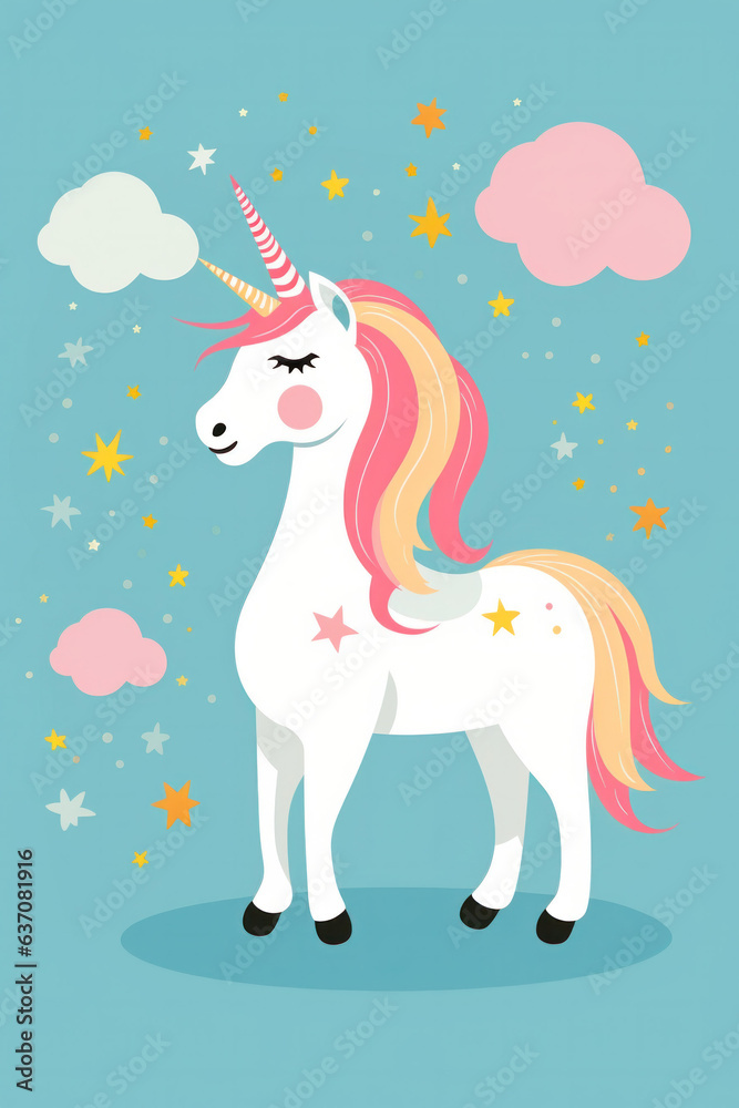 Fototapeta premium Beautiful unicorn illustration (AI Generated) 
