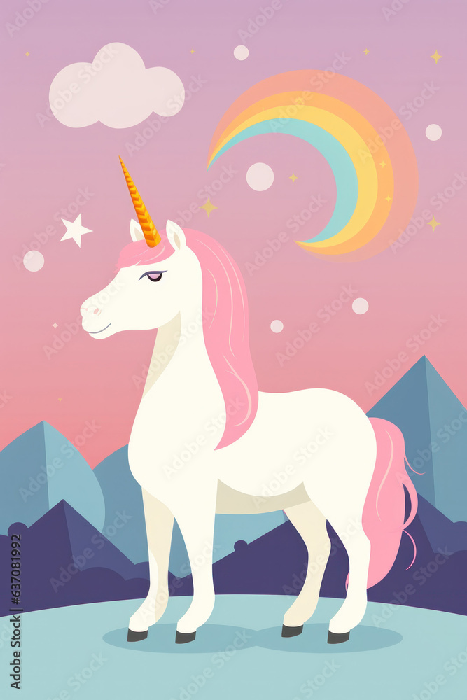 Fototapeta premium Beautiful unicorn illustration (AI Generated) 