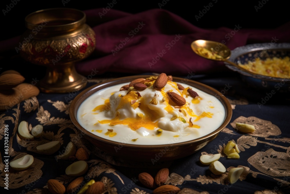 Honey shrinkhand, traditional indian dessert made of yogurt and honey. healthy local food concept. Ai generative Honey shrinkhand, traditional indian dessert made of yogurt and honey. healthy local food concept. Ai generative