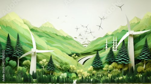 Sustainable Wind Turbines, Paper Art 