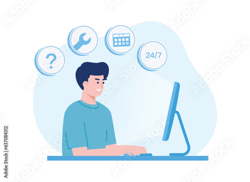 working on a business plan concept flat illustration