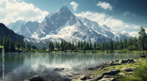 lake in the mountains, lake with forest, scenic view of the lake