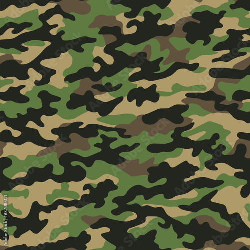 Seamless Woodland Colors Camouflage 2 CAMO pattern in classic greens and browns.