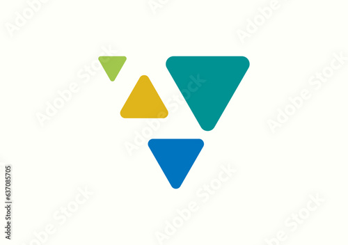 arrow sign icon, Innovative V letter seamlessly converges into a triangle, symbolizing growth, balance, and forward momentum