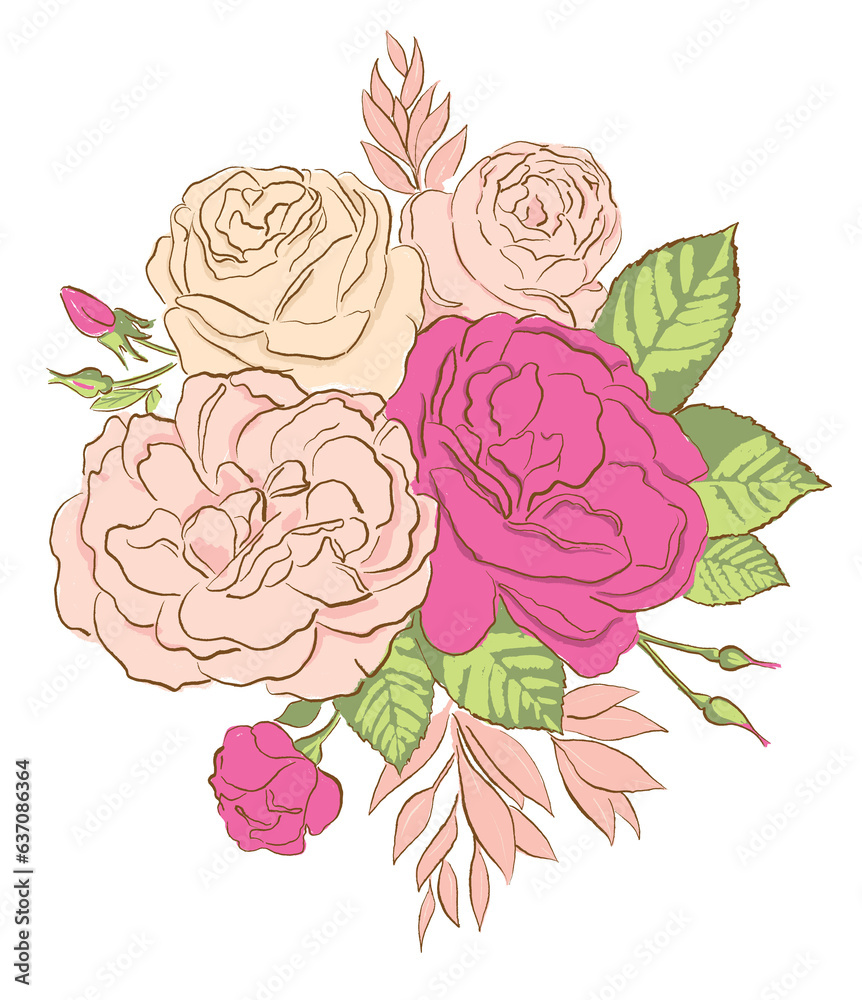 Composition of roses, for the design of various graphic products