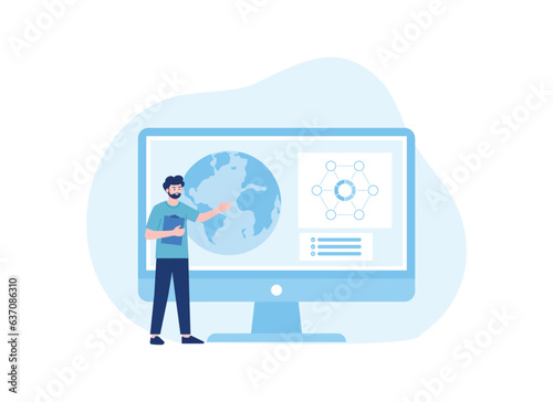 analyze the contents of the earth concept flat illustration