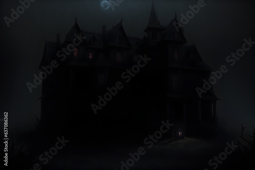 Halloween background. scary haunted castle poster