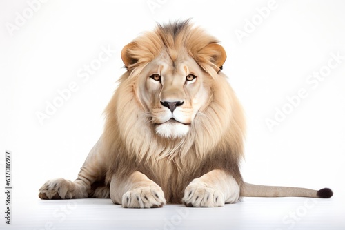 majestic lion isolated on white background.
