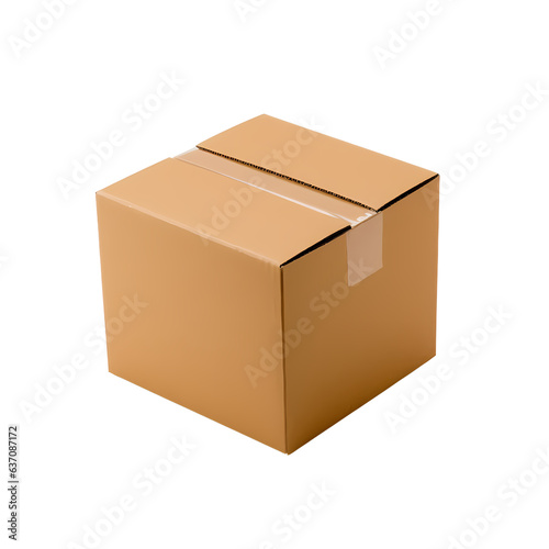 Closed Cardboard Box, Isolated on Transparent Background