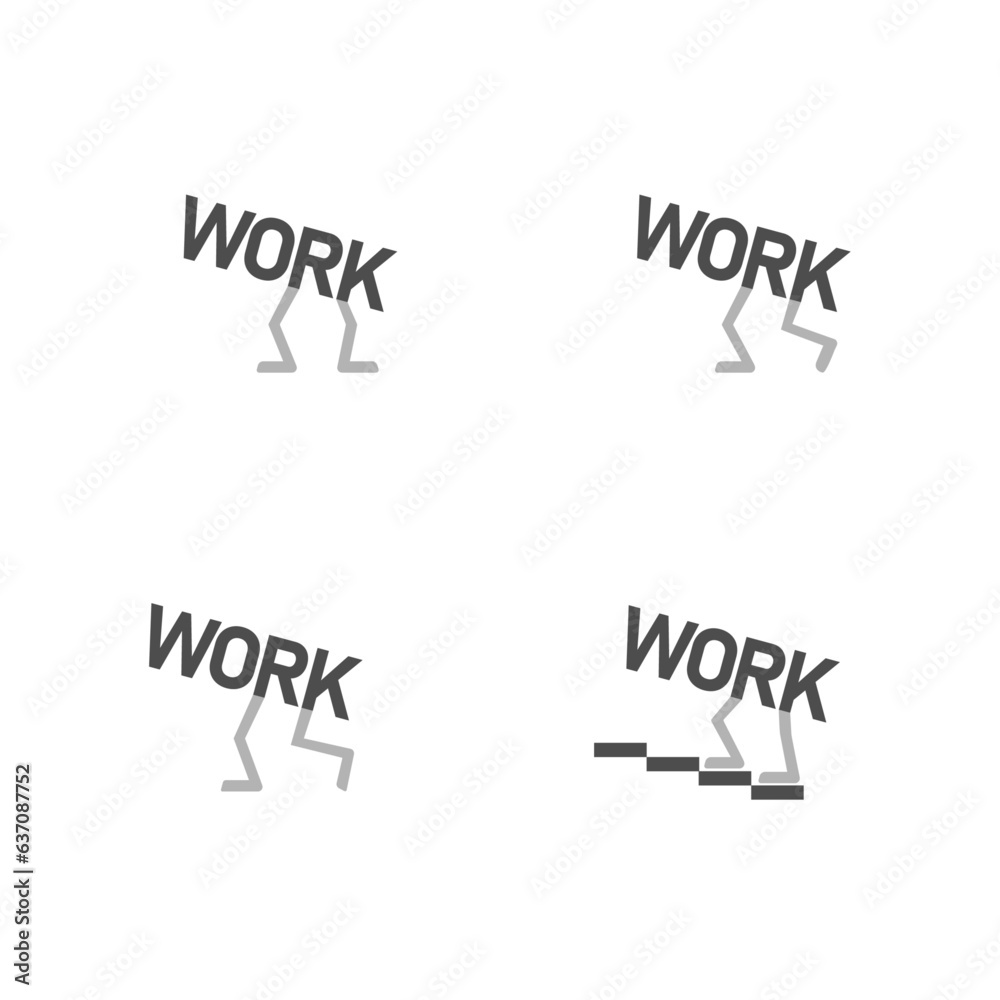 Fototapeta premium Four monochrome black and white work icons