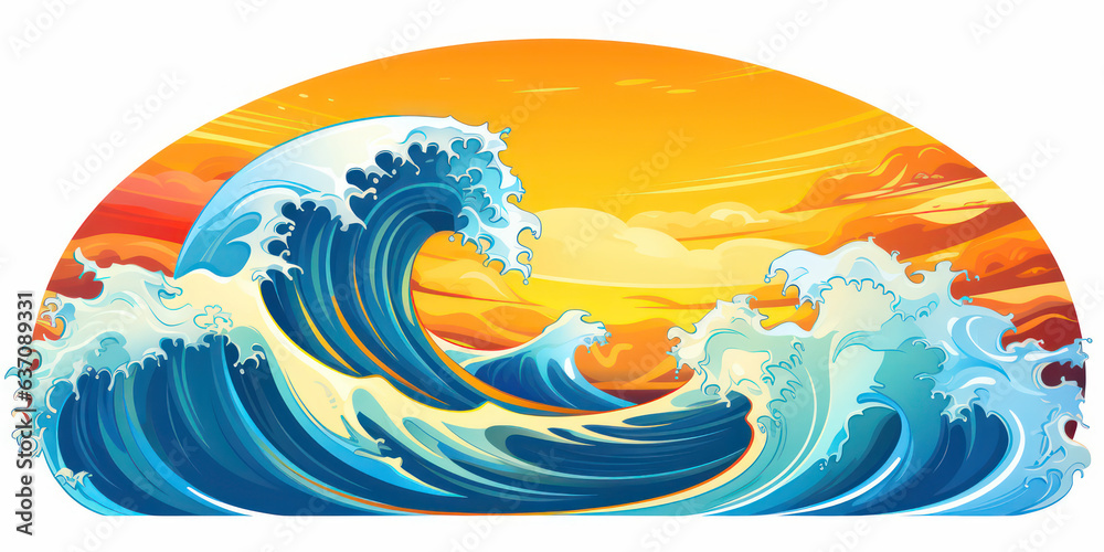 Playful Ocean Wave in Cartoon Style. Sun ocean wave blue clouds happy splash. Banner Header Travel Graphic Resource as background sunny ocean wave splashing water. Generative AI Playful Ocean Wave in Cartoon Style. Sun ocean wave blue clouds happy splash. Banner Header Travel Graphic Resource as background sunny ocean wave splashing water. Generative AI