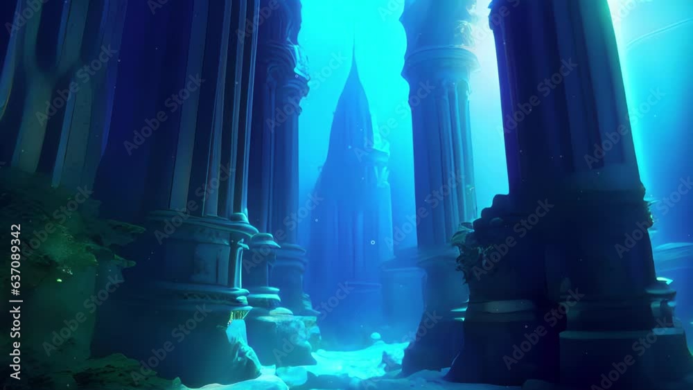 Vidéo Stock Atlantis the lost city underwater 3d rendering of Massive ...