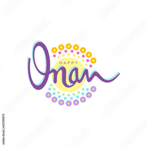 India, Kerala Festival Onam english lettering with floral circle