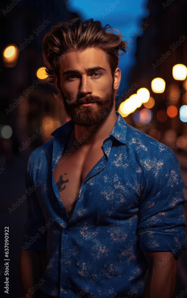 Gorgeous Model Man Fashion Photography Blue Shirt Gorgeous Model Man Fashion Photography Blue Shirt