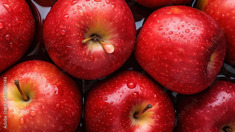 a pile of red apples with water droplets on them,. generative ai a pile of red apples with water droplets on them,. generative ai