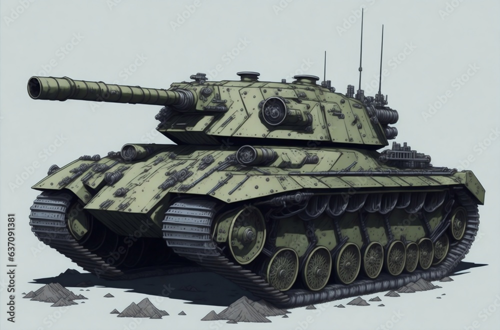 a digital illustration of a tank in a green camouflage pattern