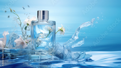 Perfume Splashing in Water.Generative Ai