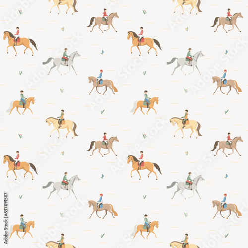 Horse carousel, seamless vector pattern