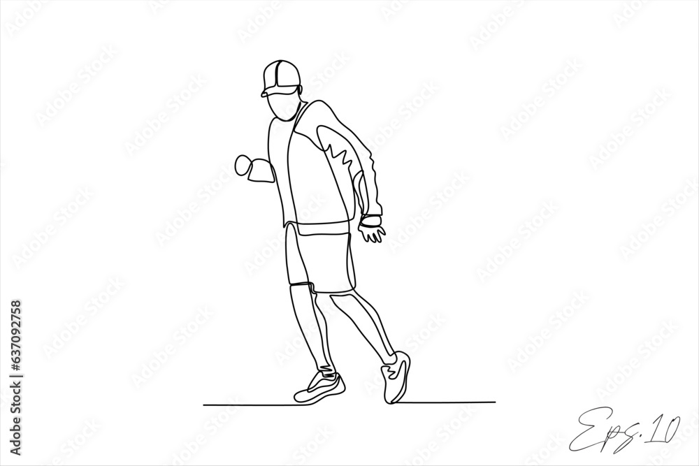 continuous line vector illustration of people doing morning run sport continuous line vector illustration of people doing morning run sport