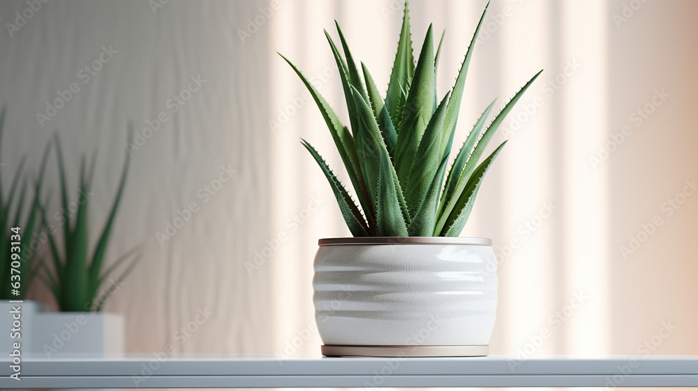 aloe vera plant in a vase. Generative Ai - obrazy, fototapety, plakaty 