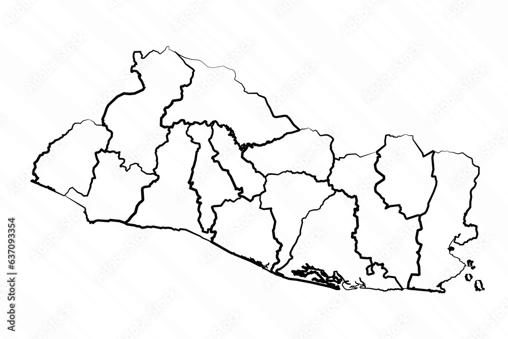 Fototapeta premium Hand Drawn El Salvador Map Illustration