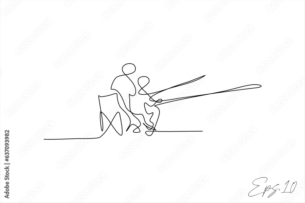 continuous line vector illustration of a person fishing continuous line vector illustration of a person fishing
