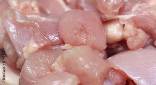 raw chicken meat. minced chicken meat. chicken meat with selective focus.