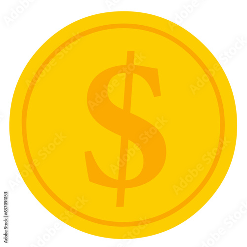Gold coin icon. With dollar sign. Vector illustration isolated on white background.