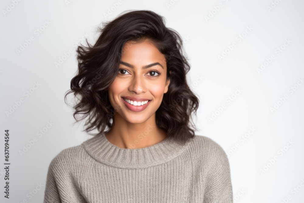 Group portrait of an Indian woman in her 30s against a white background Group portrait of an Indian woman in her 30s against a white background