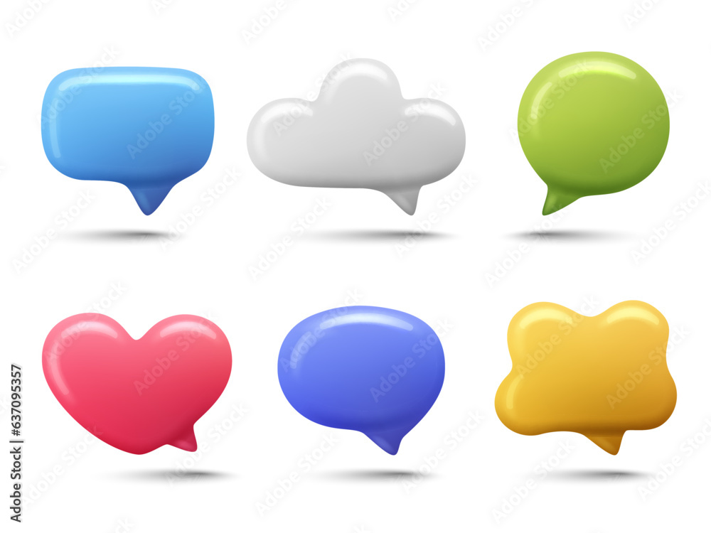 Speech bubble set isolated on white background. Speech bubble, chat box. 3d vector realistic image
