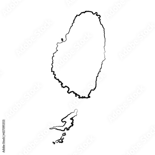 Hand Drawn Lined Saint Vincent Simple Map Drawing