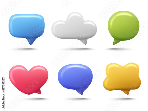 Speech bubble set isolated on white background. Speech bubble, chat box. 3d vector realistic image