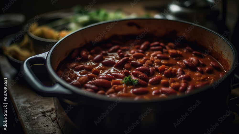 close-up of simmering chili in a pot. close-up of simmering chili in a pot.