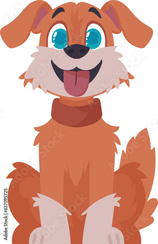 Intelligentbeat rosy canine. Canine smiling. Cartoon style, Vector Illustration