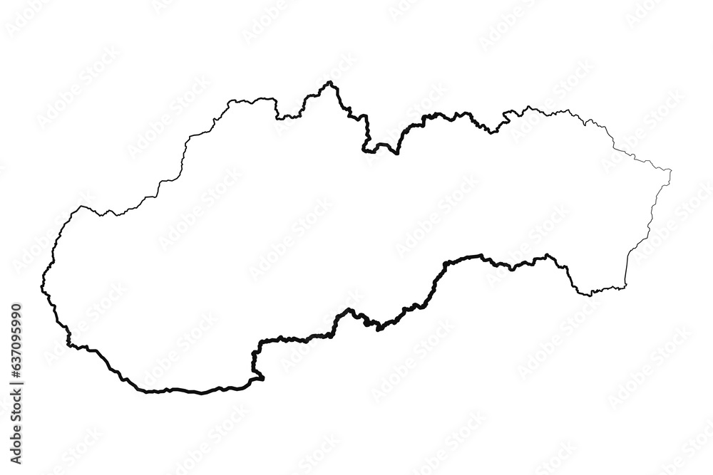 Hand Drawn Lined Slovakia Simple Map Drawing